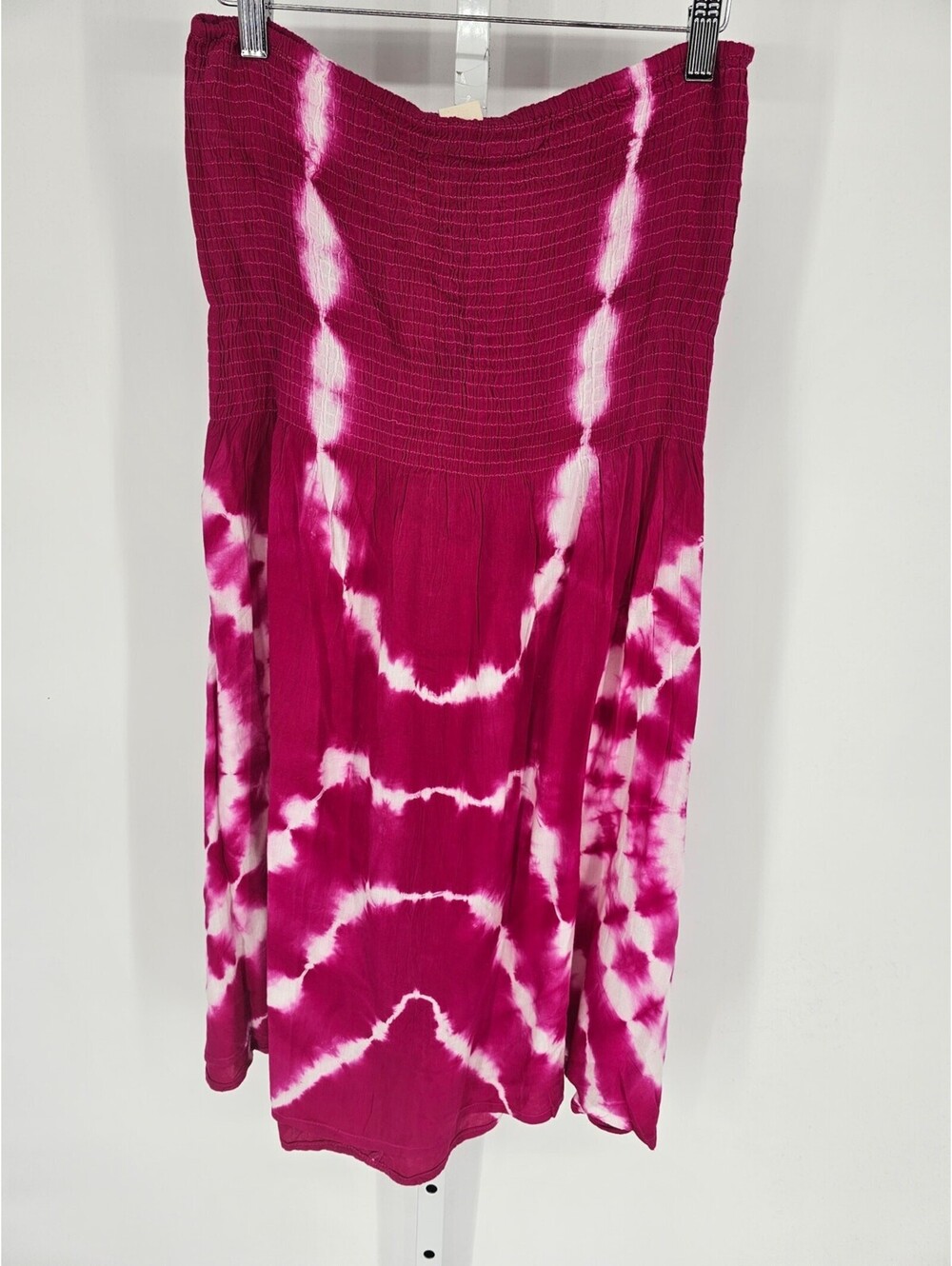 Riviera Sun Womens Sz XL Knee Length Strapless Dress Pink Tie Dye Smocked